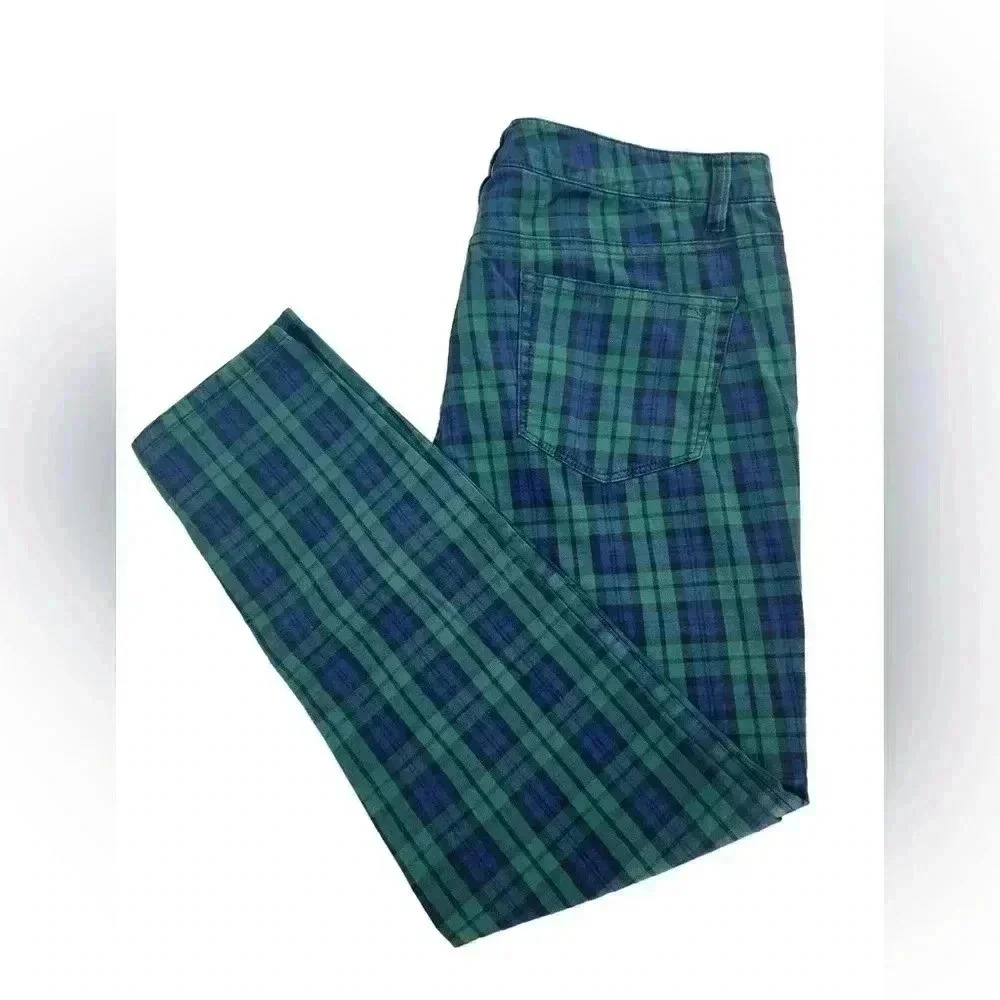Plaid Green and Blue Women's Pants
